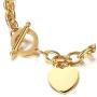 WangGao Elegent Love Stainless Steel Link Chain Blank Heart Charms Bracelet for Women 8.25 Length Toggle Clasp Closure …