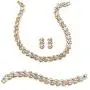 Palm Beach Jewelry Tri-Tone Goldtone Rosetone Silvertone Link Necklace Earring and Bracelet Set (14mm), Fold Over Clasp, 17 inches
