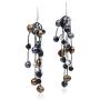 Striking Waterfall Cultured Freshwater Black Pearl .925 Sterling Silver Dangle Earrings