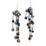 Striking Waterfall Cultured Freshwater Black Pearl .925 Sterling Silver Dangle Earrings Striking Waterfall Cultured Freshwater Black Pearl .925 Sterling Silver Dangle Earrings