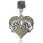 Inspired Silver - Silver Pave Heart Charm for Bracelet with Cubic Zirconia Jewelry