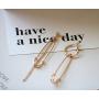 QIAN0813 Fashion Long Tassel Asymmetric Safety Pin Chain U Shaped Drop Earring Exaggerate Dangle Earrings for Women Men Punk Jewelry