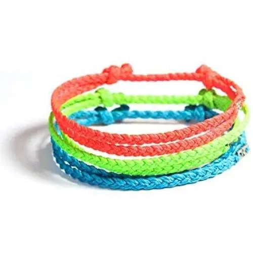 Wakami Handmade Braided Bracelet | Set Of 3, Double Strand, Summer Bracelet, String Bracelet | Wax Coated String, 6.5-10in, Waterproof, | Fair Trade Jewelry | Two Sliding Knots Wakami Handmade Braided Bracelet | Set Of 3, Double Strand, Summer Bracelet, String Bracelet | Wax Coated String, 6.5-10in, Waterproof, | Fair Trade Jewelry | Two Sliding Knots