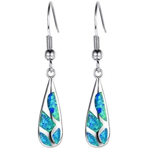 Women Opal Dangle Earrings Jewelry Dainty Elegant New Sterling Silver Earring Genuine and Created Gemstone Birthstone