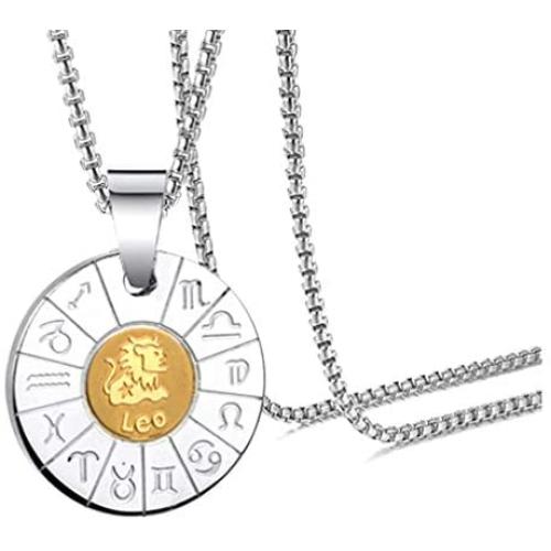 Xusamss Fashion Titanium Steel Animal Leo Letter Pendant with 24'' Chain Necklace