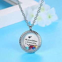 Feilaiger Inspirational Words Necklace, Greetings Words Necklace, Graduation Gifts Floating Charm Living Memory Locket Pendant Necklace with Birthstone