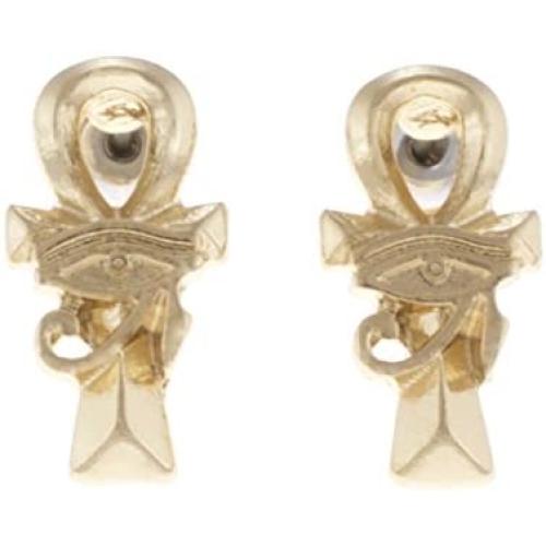 GWOOD Eye of Horus on Ankh Earrings Gold Color Post Style Pierced