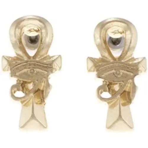 GWOOD Eye of Horus on Ankh Earrings Gold Color Post Style Pierced GWOOD Eye of Horus on Ankh Earrings Gold Color Post Style Pierced