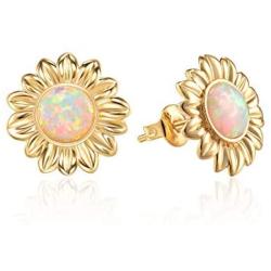 PPJew Gold Plated Opal Sunflower Earrings for Women Girls Sunflower Jewelry Gift for Girlfriend Wife Mother Daughter