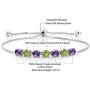 Gem Stone King 925 Sterling Silver Purple Amethyst and Green Peridot Tennis Adjustable Bracelet For Women, 2.67 Ct Round Cut