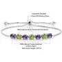 Gem Stone King 925 Sterling Silver Purple Amethyst and Green Peridot Tennis Adjustable Bracelet For Women, 2.67 Ct Round Cut Gem Stone King 925 Sterling Silver Purple Amethyst and Green Peridot Tennis Adjustable Bracelet For Women, 2.67 Ct Round Cut