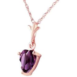 Galaxy Gold 14k 18'' Solid Rose Gold Heart-shaped Natural 1.15 Carat Purple Amethyst Pendant Necklace