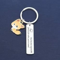 SIDIMELO Cute Friend Coworker Gifts Fox Keychain You Become Responsible Forever for What Youve Tamed Jewelry Encourage Keychain