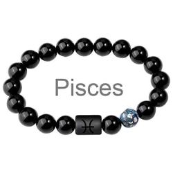 Twelve Constellations Zodiac Signs Beaded Bracelet 8mm Natural Black Onyx Stone Constellation Bracelet Horoscope Elastic Beaded Bracelets for Women Men Teens Girls Boys Friendship Jewelry Gift