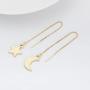 TUSHUO Simple Dangle Style Moon Star Earrings Irregular Moon Star Line Threader Drop Earrings (Gold)