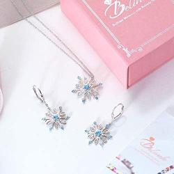 Belinda Jewelz Sterling Silver Gem Snowflake Earrings and Pendant Necklace Set