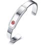 MPRAINBOW MP Stainless Steel CZ Customized Medical Alert ID Bangle Cuff Bracelet,Personalized Engraved