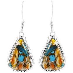 Turquoise Earrings 925 Sterling Silver & Genuine Turquoise (Choose Color)