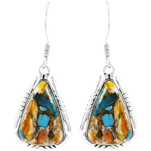 Turquoise Earrings 925 Sterling Silver & Genuine Turquoise (Choose Color) Turquoise Earrings 925 Sterling Silver & Genuine Turquoise (Choose Color)