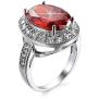 HSQYJ Oval Art Deco Wedding Engagement Ring Rhodium Plated Cocktail Ring with Simulated Oval Red Crystal Clear CZ Band Ring Fashion Luxury Jewelry for Women Girl Gift