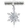 Frozen Winter Holiday Party Christmas Snowflake Shape Ice Blue Crystal Dangle Bead CZ Charm Sterling Silver For Women European Bracelet
