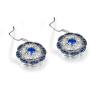 Merthus Antique Vintage Cluster Created Blue Sapphire Statement Hook Dangle Earrings 925 Sterling Silver