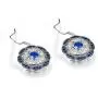Merthus Antique Vintage Cluster Created Blue Sapphire Statement Hook Dangle Earrings 925 Sterling Silver Merthus Antique Vintage Cluster Created Blue Sapphire Statement Hook Dangle Earrings 925 Sterling Silver
