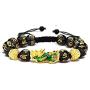 Handmade Carved Mantra Stone Pi Xiu Feng Shui Black Obsidian Wealth Lucky Bracelet for Women Men Adjustable 14K Gold Plated Braided Rope Amulet Bracelet Protection Jewelry
