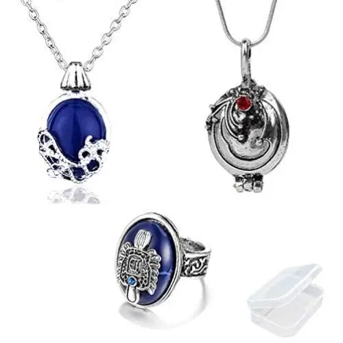 PPX Daywalking Katherine Necklace Pendant Charm Necklace-Royal Blue and Vampire Diaries Daylight Walking Signet Damons Ring for Fans, with Transparent Box PPX Daywalking Katherine Necklace Pendant Charm Necklace-Royal Blue and Vampire Diaries Daylight Walking Signet Damons Ring for Fans, with Transparent Box