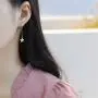 Huggie Crystal Star Chain Dangle Hoop Earrings for Women Girls S925 Sterling Silver with Charms Asymmetrical Pave CZ Tassel Drop Cartilage Clip Dainty Jewelry Christmas Gifts for Mom Sis Gold Plated