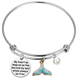 CYTING Whale Tail Bracelet My Heart As Magical As The Sea and My Soul Whale Always Be Free Whale Bracelet Sea Ocean Jewelry Whale Lover Gift