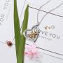 JZCOLOR 925 Sterling Silver Heart Honeycomb Necklace - I Love You Cute Bee Cubic Zirconia Pendant Jewelry Gifts for Women Girls