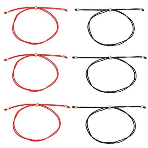 6Pcs Lucky 7 Knots Kabbalah Red String of Faith Rope Bracelet for Women Girl Men Boy Lover Jewelry Handmade Adjustable Good Luck Protection Couple Matching Amulet Fate Cord Bracelet