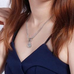 Elefezar Coin Pendant Necklace for Women Dainty Minimalist Medallion Toggle Chunky Chain Jewelry