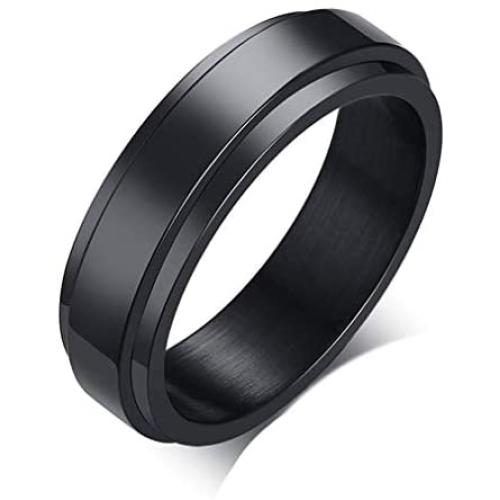 HIJONES Womens Mens Stainless Steel Spinner Ring Wedding Band Silver/Gold//Black/Rainbow