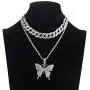 XY Fancy Butterfly Necklace Women Jewelry Sets Hip Hop Style Diamond-Mounted Double-Layer Choker