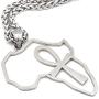 GUNGNEER Stainless Steel Ankh Cross Necklace Africa Map Pendant Silvertone Keel Chain Jewelry Strength Amulet Talisman