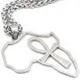 GUNGNEER Stainless Steel Ankh Cross Necklace Africa Map Pendant Silvertone Keel Chain Jewelry Strength Amulet Talisman GUNGNEER Stainless Steel Ankh Cross Necklace Africa Map Pendant Silvertone Keel Chain Jewelry Strength Amulet Talisman