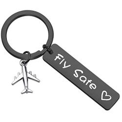 MAOFAED Pilot Gift Fly Safe Keychain Traveling Keychain Flight Attendant Gift