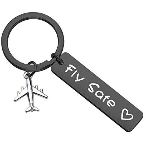 MAOFAED Pilot Gift Fly Safe Keychain Traveling Keychain Flight Attendant Gift