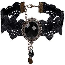 ETERNITY J. Retro Handmade Craft Lace Royal Court Vampire Choker Gothic Necklace Bracelet Black Pendant Chain