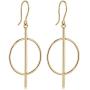 Kooljewelry 14k Yellow Gold Circle and Bar Drop Earrings, 1.7 inch