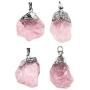 Top Plaza Reiki Healing Crystal Stone Pendant Necklace Irregular Natural Raw Rose Quartz Gemstone Necklaces for Womens