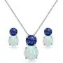 Sterling Silver Genuine, Simulated or Created Gem & Synthetic Opal Double Round Stud Earrings & Necklace Set Sterling Silver Genuine, Simulated or Created Gem & Synthetic Opal Double Round Stud Earrings & Necklace Set