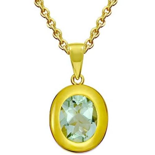 RB Gems Sterling Silver 925 Pendant Necklace Genuine GEMS Oval 10x8 mm Bezel-Set Rhodium-Plated Finish