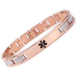 Tarring Free Engraving Medical Alert ID Bracelets for Men & Women 6.5-8.5 Inch Stainless Steel Emergency Alert ID Bracelets for Unisex