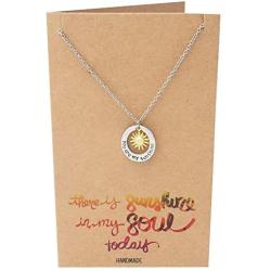 Quan Jewelry Sun Pendant Necklace, You Are My Sunshine Engraved Necklace, Good Vibes Charm, Stainless Steel, 2-Tone