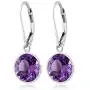 Gem Stone King 925 Sterling Silver Purple Amethyst Leverback Dangle Earrings For Women 8.00 Ctw Beautiful Gemstone Birthstone