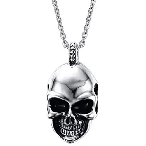 JczR.Y Vintage Skull Pendant Necklace Stainless Steel Gothic Skeleton Necklace for Men Women Punk Jewelry Gift JczR.Y Vintage Skull Pendant Necklace Stainless Steel Gothic Skeleton Necklace for Men Women Punk Jewelry Gift