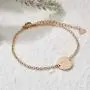 THREE KEYS JEWELRY Rose Gold Initial Bracelet for Girls Gifts Stainless Steel Dainty Coin Name Initial Charm Bracelet Alphabet Letter Pendant Initial Bracelets for Women with Initial